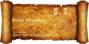 Bach Klaudia névjegykártya